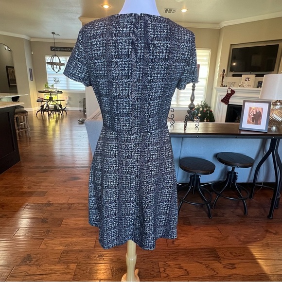 Maison Jules Dress Size Large Black White Print Fit & Flare Short Sleeve - Picture 5 of 16